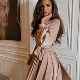 Pauline | Satijnen jurk - Lange mouwen Ruffles
