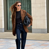 Bruine Suède Blazer | Tijdloze Elegantie | Luxe Textuur