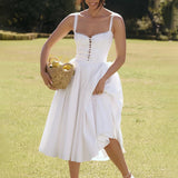 Elena | Luchtige Linnen Zomerjurk met Romantische Details