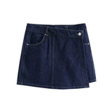 Dames-Denim-Set – Korte Mouwen Jeansjack & Asymmetrische Minirok