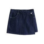 Dames-Denim-Set – Korte Mouwen Jeansjack & Asymmetrische Minirok