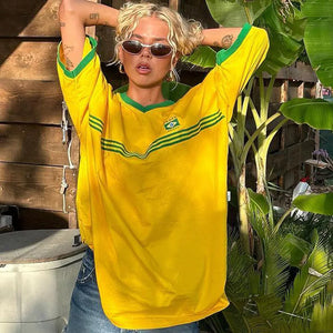 Oversized Dames T-Shirt in Retro Football-stijl met sportieve details