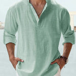 John | Luchtig Linnen Shirt met Henley-Kraag