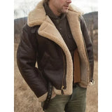 Gustaaf™ Heren Sherpa Gevoerde Leren Aviator Winterjas