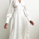 Myrthe-Mae™  Elegante Satijnen Midi-Jurk