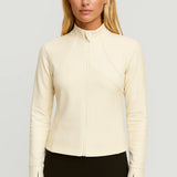 Elegante Top met Hoge Hals en Getailleerde Pasvorm