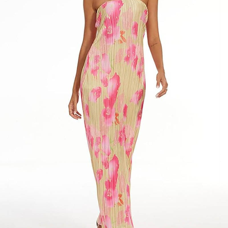 Theresia | Bloemenprint Bandeau Maxikleed - stijlvol & vrouwelijk