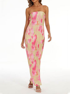 Theresia | Bloemenprint Bandeau Maxikleed - stijlvol & vrouwelijk