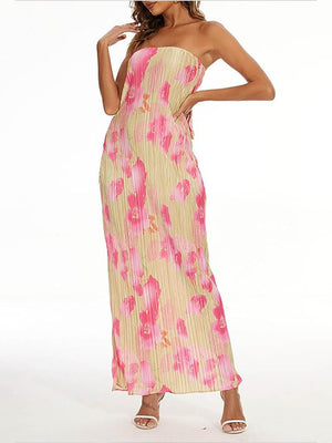 Theresia | Bloemenprint Bandeau Maxikleed - stijlvol & vrouwelijk