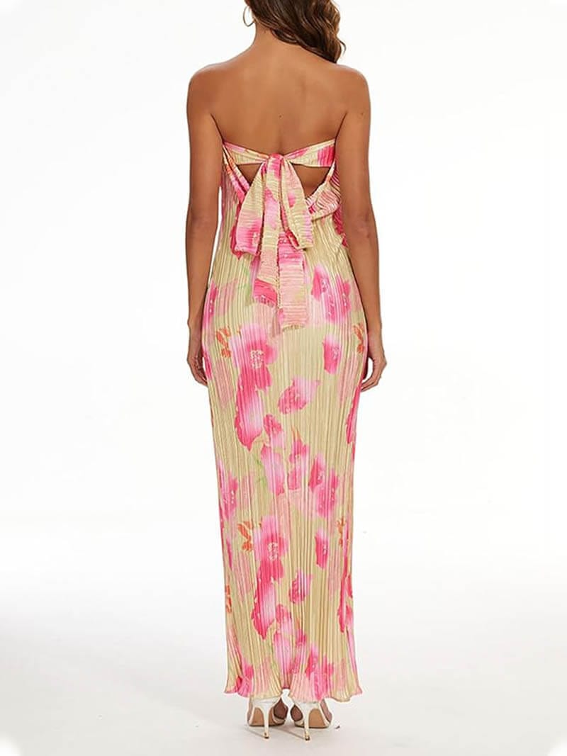Theresia | Bloemenprint Bandeau Maxikleed - stijlvol & vrouwelijk