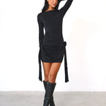Gloria | Bodycon-Mini-jurk met lange mouwen en ruches