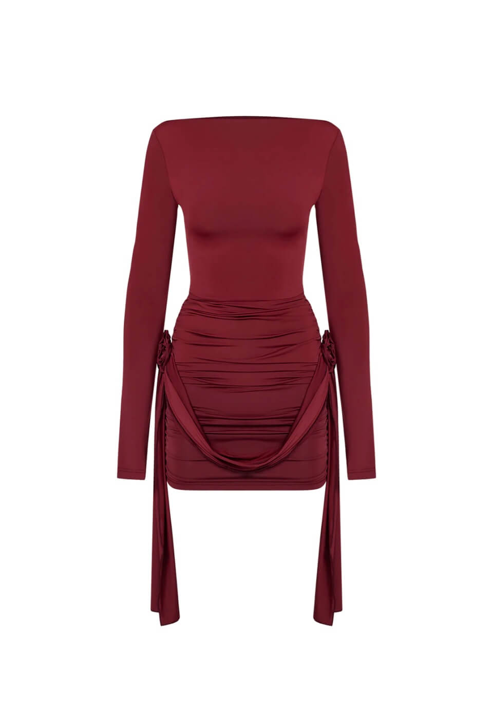 Gloria | Bodycon-Mini-jurk met lange mouwen en ruches