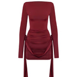 Gloria | Bodycon-Mini-jurk met lange mouwen en ruches