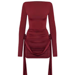 Gloria | Bodycon-Mini-jurk met lange mouwen en ruches