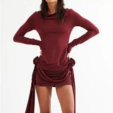 Gloria | Bodycon-Mini-jurk met lange mouwen en ruches