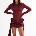 Gloria | Bodycon-Mini-jurk met lange mouwen en ruches