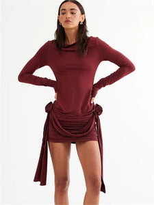 Gloria | Bodycon-Mini-jurk met lange mouwen en ruches