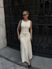 Rosamund | Elegante Knopdetail Mouwloze Maxijurk – Tijdloze Klasse & Raffinement