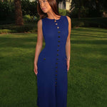 Rosamund | Elegante Knopdetail Mouwloze Maxijurk – Tijdloze Klasse & Raffinement