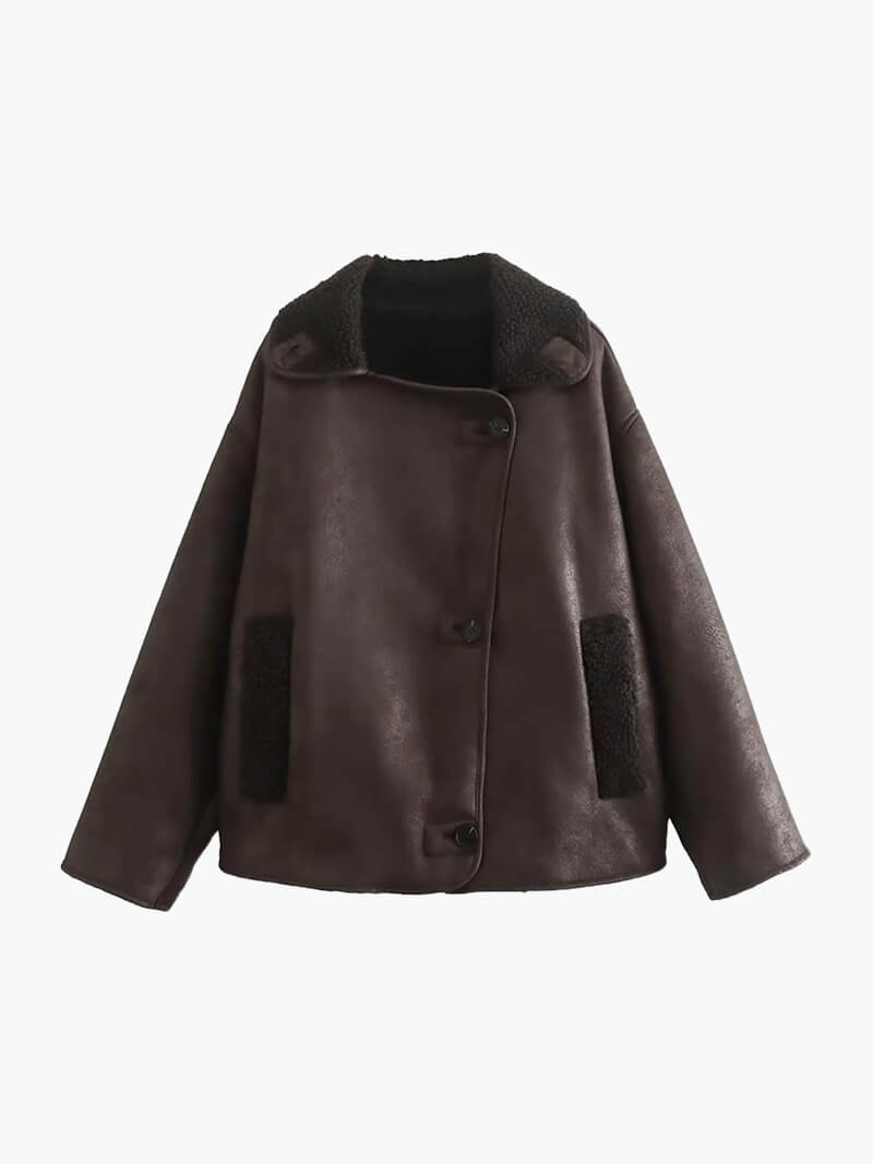Kiara | Stijlvolle Jack met Kunstleer- en Fleece-Details