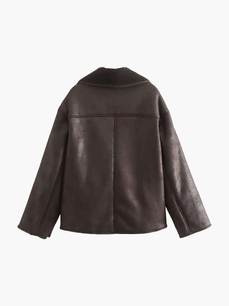 Kiara | Stijlvolle Jack met Kunstleer- en Fleece-Details