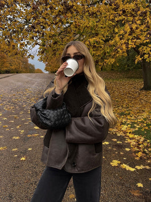 Kiara | Stijlvolle Jack met Kunstleer- en Fleece-Details