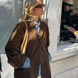 Miranda | Klassieke Blazer van Suède-look in Bruin