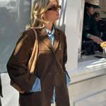 Miranda | Klassieke Blazer van Suède-look in Bruin