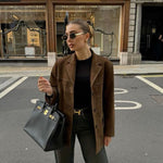 Miranda | Klassieke Blazer van Suède-look in Bruin