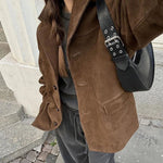 Miranda | Klassieke Blazer van Suède-look in Bruin