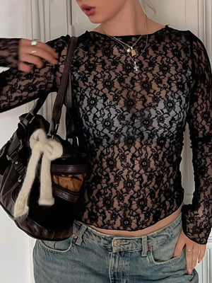 Selina | Lange Mouw Kant Top