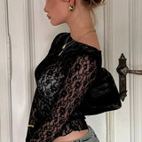 Selina | Lange Mouw Kant Top