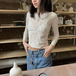 Selina | Lange Mouw Kant Top