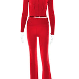 Gebreide™ Lounge Set | Hoodie & Flared Broek | Zachte Stretch Stof