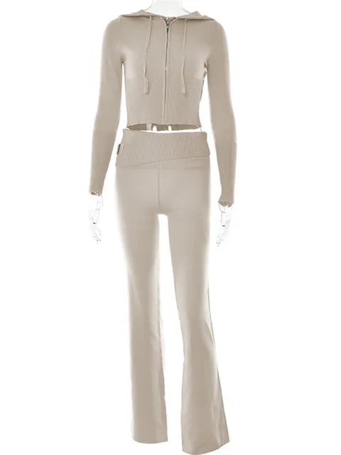 Johanna | Trendy Trainingspak met Crop Top en Flared Broek