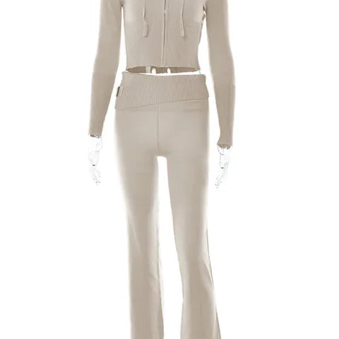 Johanna | Trendy Trainingspak met Crop Top en Flared Broek