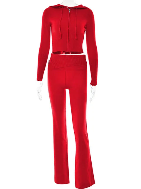 Johanna | Trendy Trainingspak met Crop Top en Flared Broek