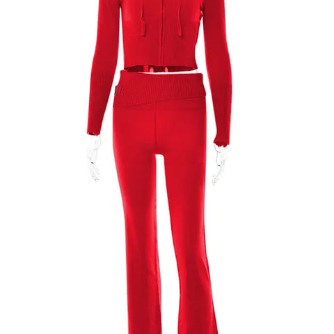 Johanna | Trendy Trainingspak met Crop Top en Flared Broek