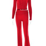 Johanna | Trendy Trainingspak met Crop Top en Flared Broek