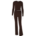 Johanna | Trendy Trainingspak met Crop Top en Flared Broek