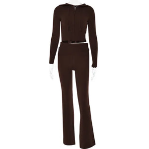 Johanna | Trendy Trainingspak met Crop Top en Flared Broek