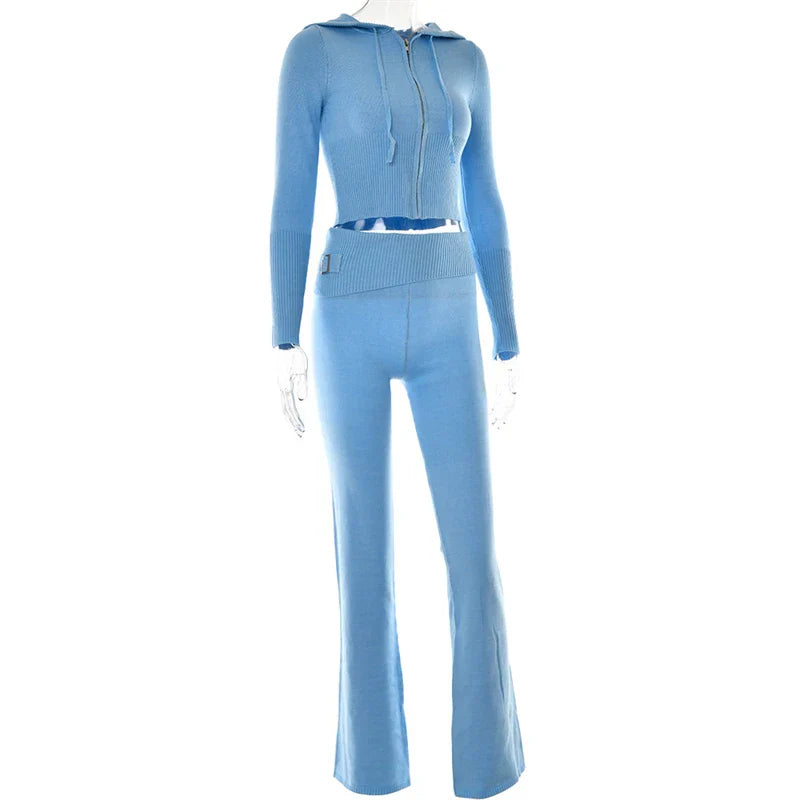 Johanna | Trendy Trainingspak met Crop Top en Flared Broek