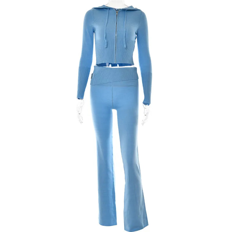 Johanna | Trendy Trainingspak met Crop Top en Flared Broek