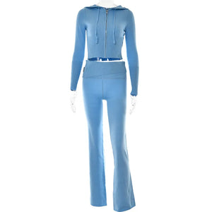 Johanna | Trendy Trainingspak met Crop Top en Flared Broek