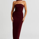 Strapless Maxi Jurk met Elegante Pasvorm en Split
