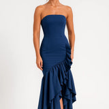 Dames Strapless Maxi Jurk Met Volants