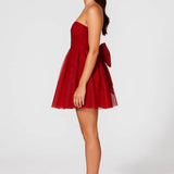Elegante Strapless Mini Jurk met Tule Rok