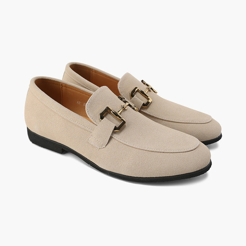 Elias | Lässig herenloafers van suede met een chique metalen detail