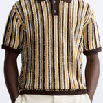 Retro Gebreide Poloshirt met Strepenpatroon