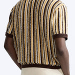 Retro Gebreide Poloshirt met Strepenpatroon